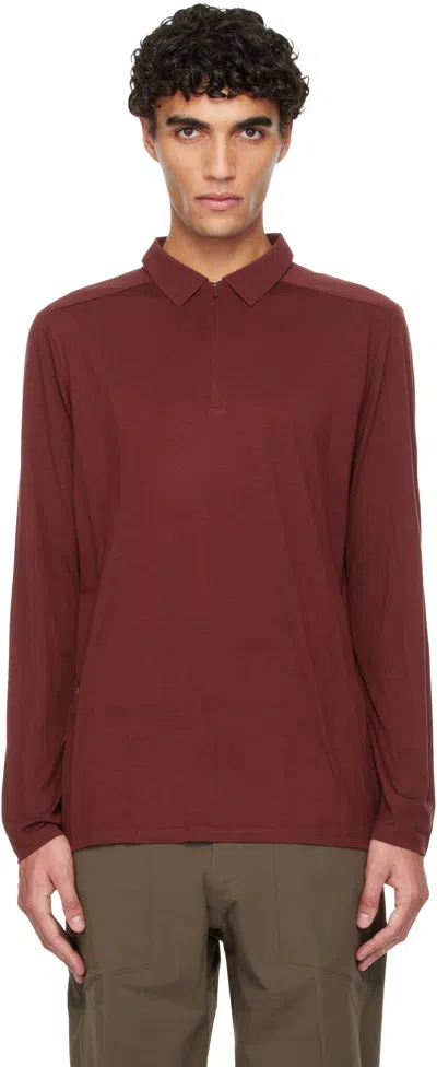 Veilance Burgundy Frame Ls Polo In Red