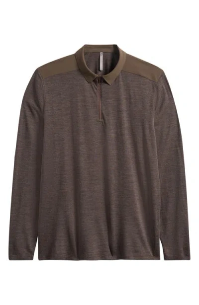 Veilance Frame Long Sleeve Polo In Brown