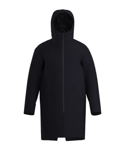 Veilance Hooded Longline Coat In Black