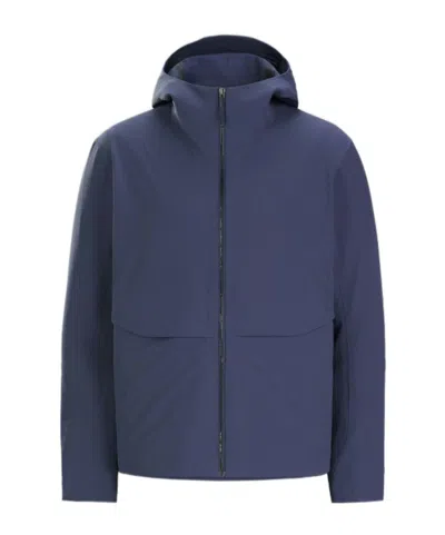 Veilance Hooded Zipup Jacket In Blue