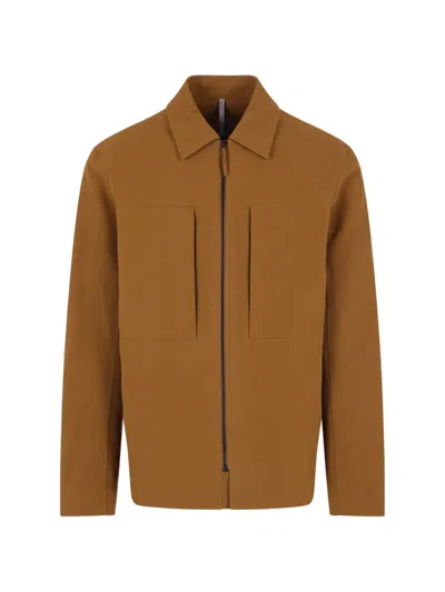 Veilance Mionn Water Repellent Soft Shell Overshirt In Brown