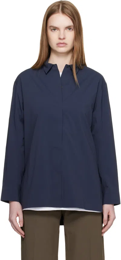Veilance Navy Diene Ls Shirt In Blue