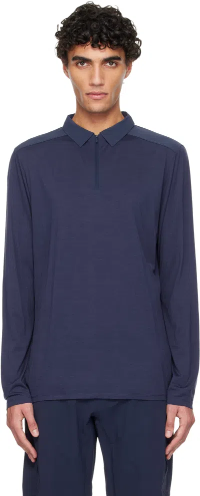 Veilance Navy Frame Ls Polo