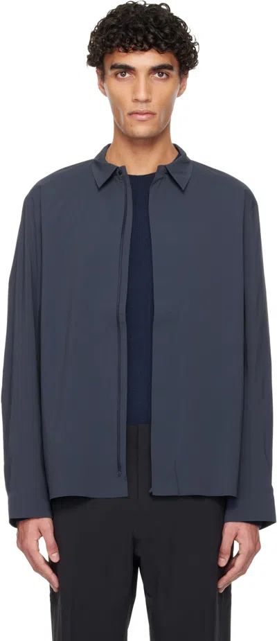 Veilance Navy Metry Shirt In Blue