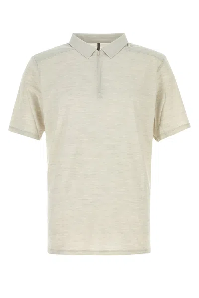 Veilance Melange Light Grey Wool Blend Frame Polo Shirt In Neutral
