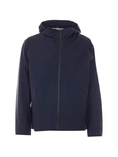 Veilance Nylon Hooded Secant Jacket Elasticated Hem In Blue