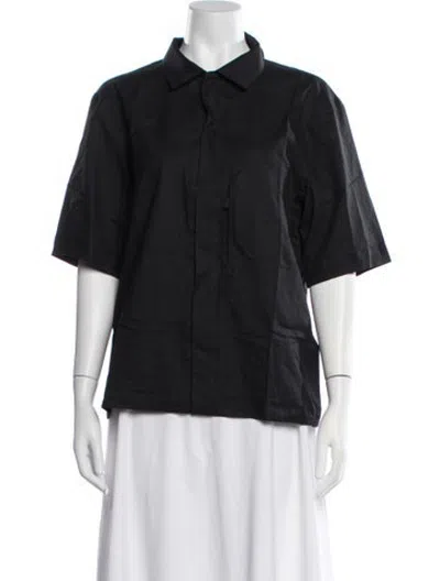 Pre-owned Veilance Short Sleeve Button-up Top In Black