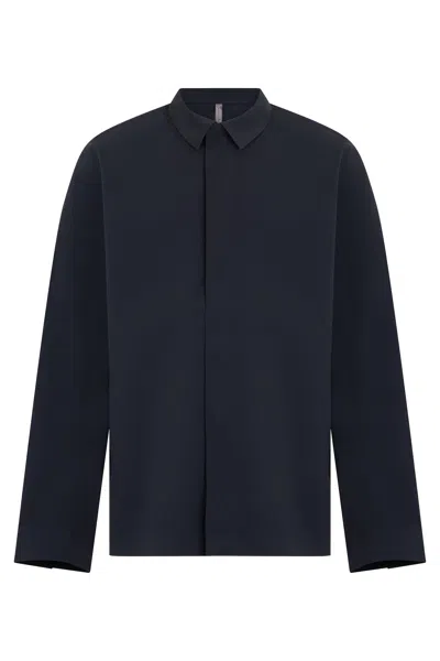 Veilance Veil-inspired Cotton Long-sleeve Shirt With Button Front In Blue