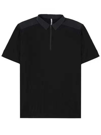 Veilance Wool Nylon Zip Polo In Blue