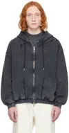 Vein Gray Zip-up Hoodie In C/#939 X.black