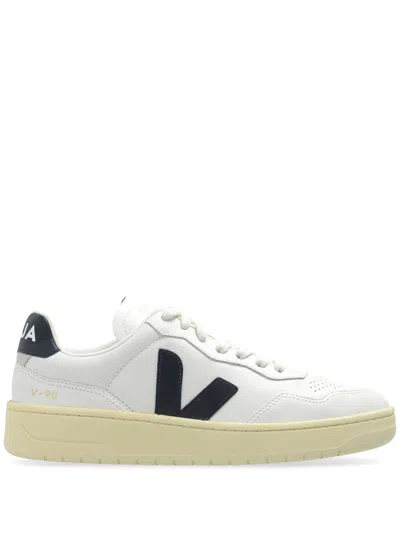 Veja 'v90' White Sneaker With Side Logo And Perforated Toe In Leather Unisex