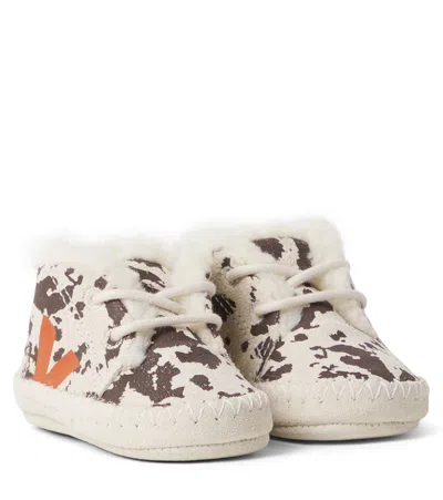 Veja Baby Light Zz Printed Leather Booties In Brown