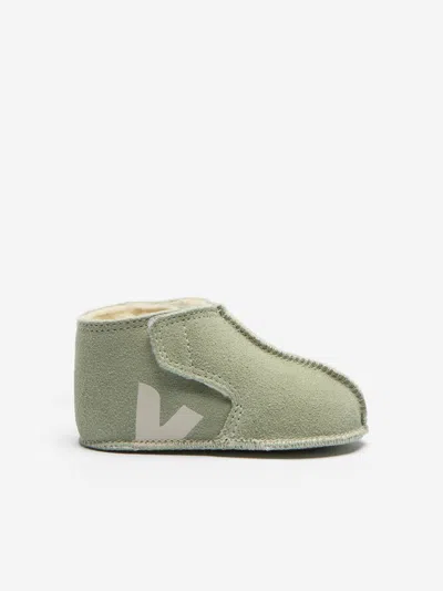 Veja Baby Suede Orso Booties In Green