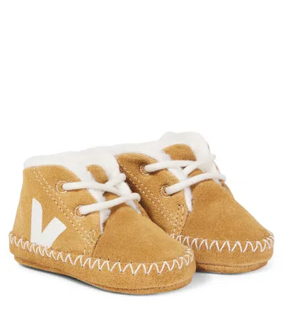 Veja Baby Winter Light Suede Sneakers In Brown
