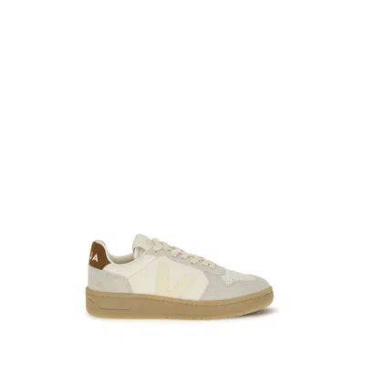 Veja Beige Calf Leather Bos Taurus Low Top Sneakers In Gray