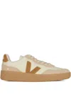 Veja Beige Leather Sneakers With Signature V Logo In Multi
