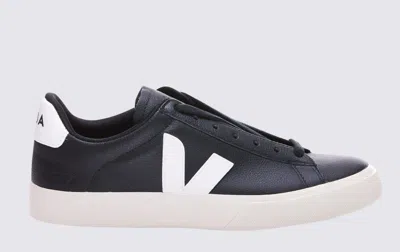 Veja Black And White Faux Leather Campo Sneakers In Multi