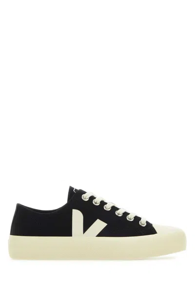 Veja Black Canvas Wata Ii Sneakers In Blackpierre