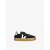 Veja Black Kids' Small Volley Logo-embroidered Canvas Low-top Trainers Eur 32 / 13 Uk In Black