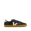 Veja Volley Panelled Grained Leather Sneakers In Black