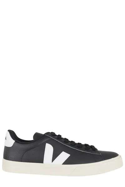 Veja Black White Campo Leather Inserts Leather Sneakers In Multi
