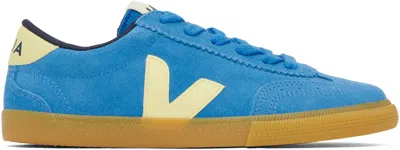 Veja 'volley' Blue Sneaker With Side Logo And Lettering Logo On The Heel
