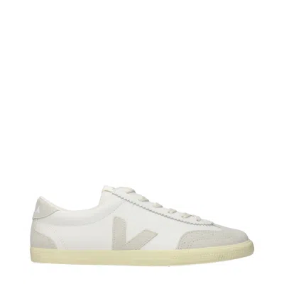 Veja Blue Leather Low Top Sneakers In White