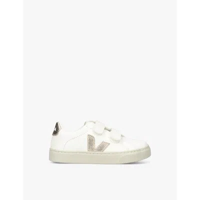 Veja White/oth Kids' Esplar Logo-embroidered Leather Low-top Trainers Eur 28 / 10 Uk