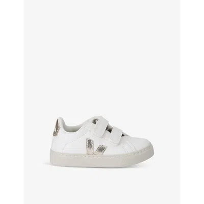 Veja Kids' Esplar Logo-embroidered Leather Low-top Traine In White/oth