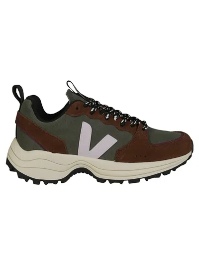Veja Brown Suede And Textile Sneakers With Sole In Multi