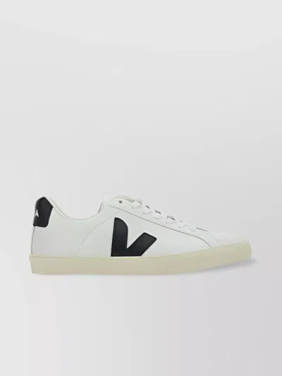 VEJA CALFSKIN LOW-TOP ROUND TOE RUBBER SNEAKERS