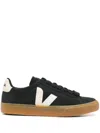 Veja Volley Black Sneaker With Side Logo And Lettering Logo On The Heel In Organic Cotton Unisex In Black/pierre