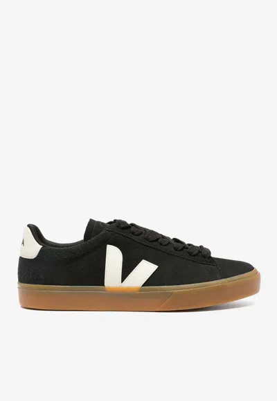 Veja Campo Bold Suede Low-top Sneakers In Black