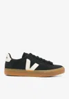 Veja Volley Black Sneaker With Side Logo And Lettering Logo On The Heel In Organic Cotton Unisex In Black