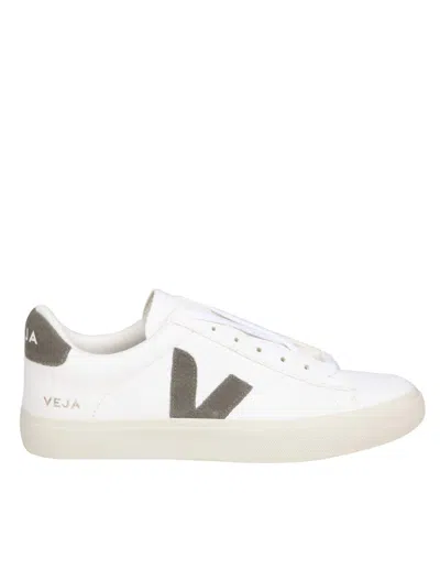 Veja Campo Chromefree In White/khaki Leather In Brown