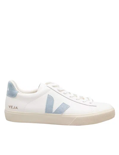 Veja Campo Chromefree Leather Shoes, White/light Blue
