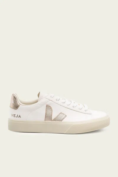 VEJA CAMPO CHROMEFREE LEATHER SNEAKER IN WHITE PLATINE