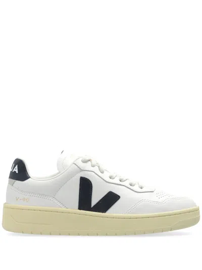 Veja V90 Chromefree Leather Sneakers In White