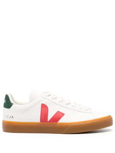 Veja Campo Chromefree In White/red And Green Leather In White/poker