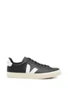 Veja Campo Leather Logo Patch Sneakers In Black