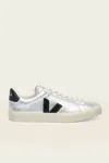 Veja Campo Leather Sneaker In Silver Black In Multi