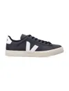 Veja Campo Leather Logo Patch Sneakers In Black