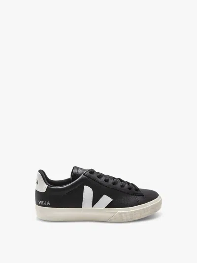 Veja Campo' Black And White Low Top Sneakers In Vegan Leather