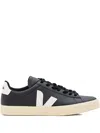 Veja Campo Black And White Low Top Sneakers In Vegan Leather Man In Black