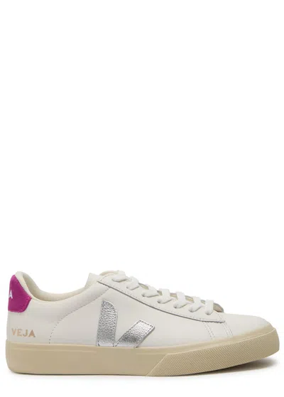 Veja Campo Logo-appliquéd Grained Leather Sneakers In White