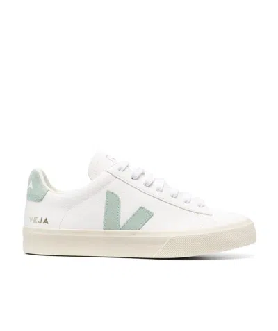 Veja Campo White And Light Blue Leather Sneakers In Multi