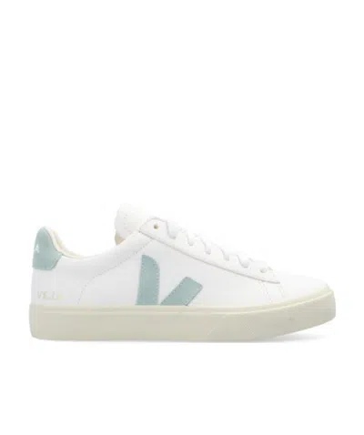 Veja Campo White And Light Blue Leather Sneakers In Multi