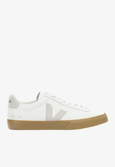 Veja White Field Gold Side Logo Leather Sneakers In Animal Print