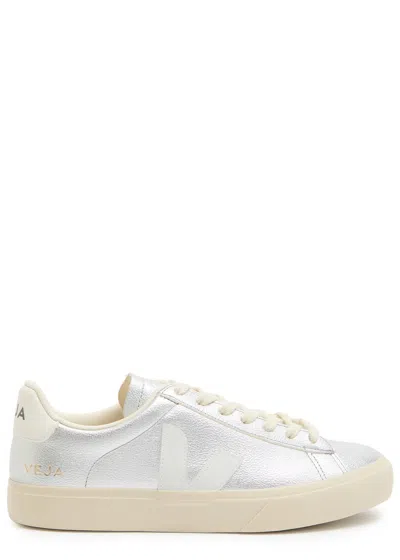 Veja Campo Metallic Leather Sneakers In Silver