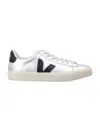 Veja Campo Silver And Black Leather Sneakers In Metallic